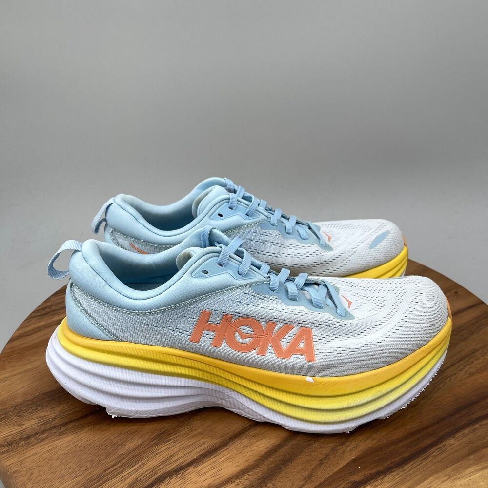 Hoka One One Bondi 8 Shoes Womens Size 10.5 B Blue Running Comfort Walking Gym